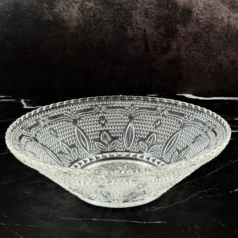 VTG Federal Glass Heritage Clear Pattern 8 1/2in Soup Salad Bowl MINT!